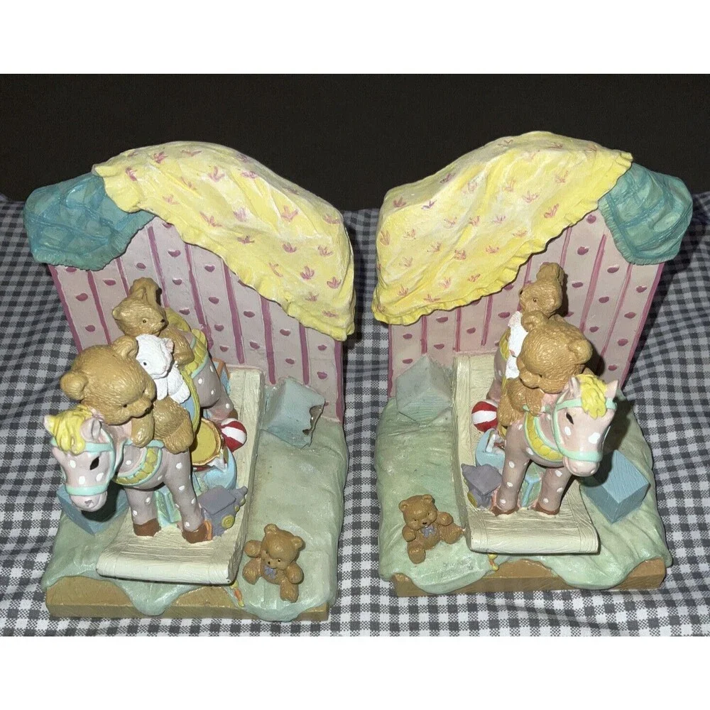 Ceramic Rockinghorse Teddy Bear, Rabbit, Squirrel, Bookends Vintage Adorable